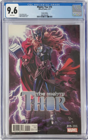 <b>CGC Graded [9.6] Marvel <br>Mighty Thor #15</b><br><p style="font-size:10px"> Deodato Jr. 1:10 Variant</p>