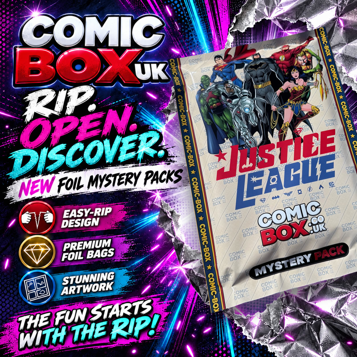 Justice League RIP Pack containing 10 mystery comics