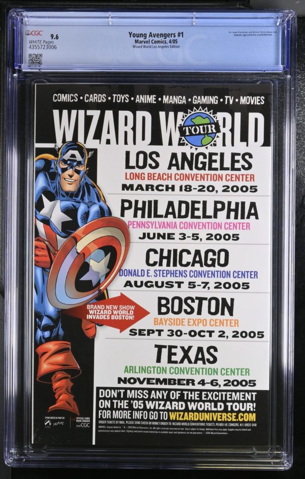 <b>CGC Graded [9.6] Marvel Young Avengers #1</b><br><p style="font-size:10px"> 1st App Wizard World LA Sketch</p> - Image 2