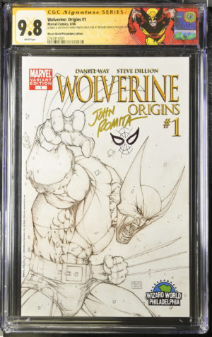 <b>CGC Graded [9.8] Marvel Wolverine Origins #1</b><br><p style="font-size:10px"> Signed & Sketched By John Romita</p>