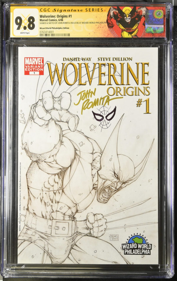 <b>CGC Graded [9.8] Marvel Wolverine Origins #1</b><br><p style="font-size:10px"> Signed & Sketched By John Romita</p>