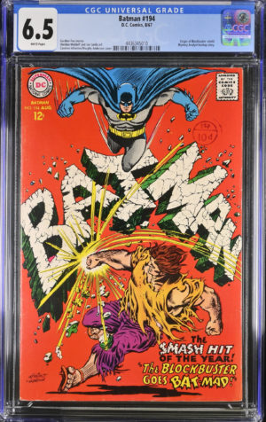 <b>CGC Graded [6.5] DC Batman #194</b><br><p style="font-size:10px"> Origin of Blockbuster Retold 1967</p>