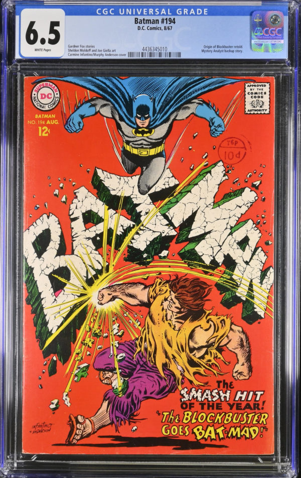 <b>CGC Graded [6.5] DC Batman #194</b><br><p style="font-size:10px"> Origin of Blockbuster Retold 1967</p>