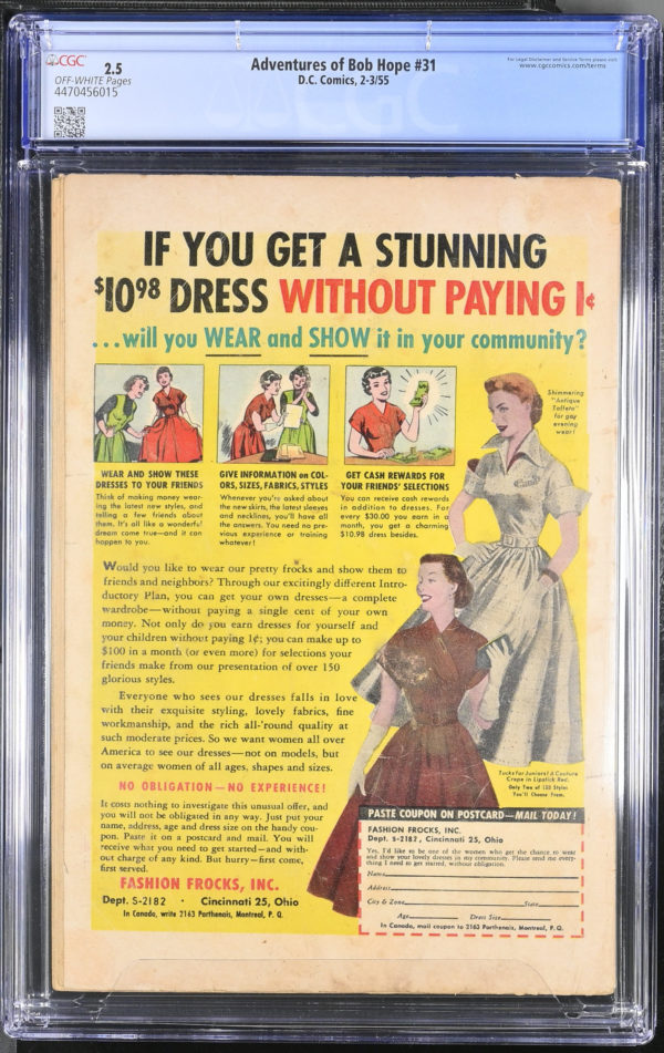 <b>CGC Graded [2.5] DC Adventures Bob Hope #31</b><br><p style="font-size:10px"> 1955 Vintage</p> - Image 2