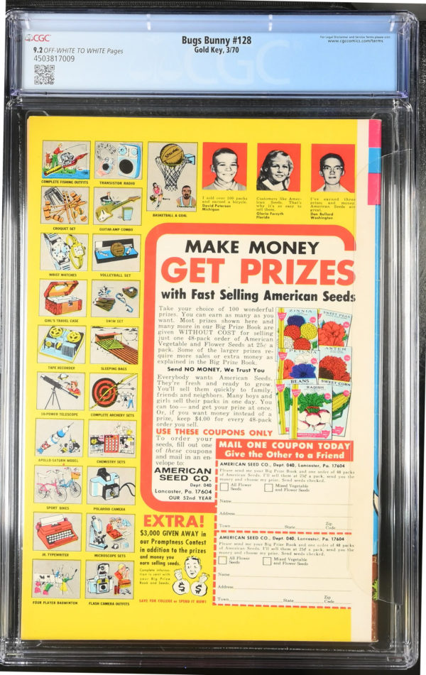 <b>CGC Graded [9.2] Gold Key<BR> Bugs Bunny #128</b><br><p style="font-size:10px"> 1970</p> - Image 2