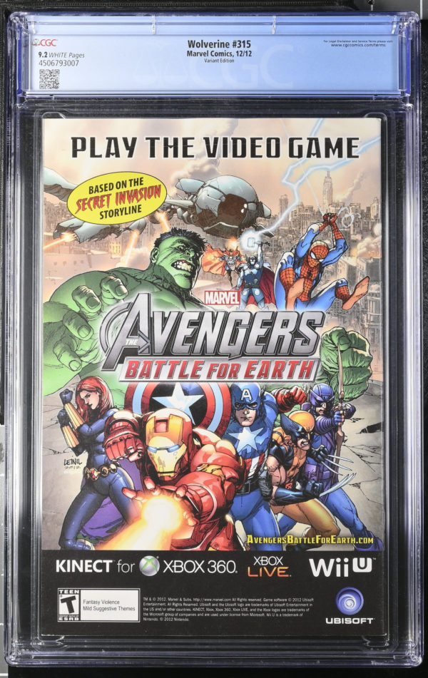 <b>CGC Graded [9.2] Marvel<Br>Wolverine #315</b><br><p style="font-size:10px"> Breast Cancer Variant</p> - Image 2
