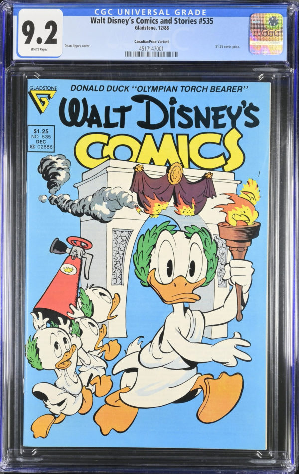 <b>CGC Graded [9.2] Gladstone<Br>Walt Disney's Comics and Stories #535</b><br><p style="font-size:10px"> Canadian Price Variant</p>