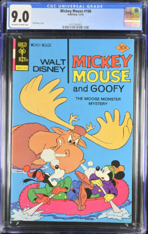 <b>CGC Graded [9.0] Gold Key<Br>Mickey Mouse #168</b><br><p style="font-size:10px"> Paul Murry cover</p>