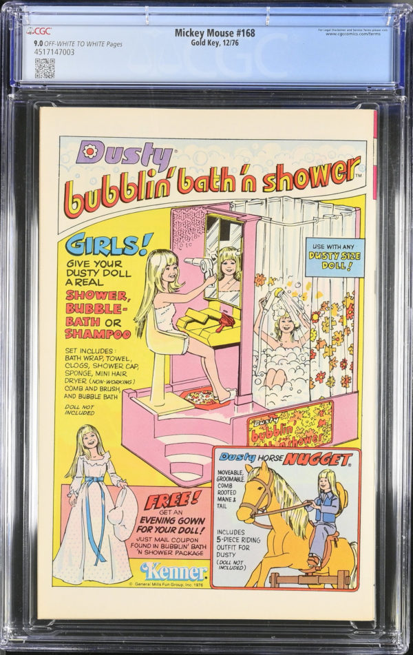 <b>CGC Graded [9.0] Gold Key<Br>Mickey Mouse #168</b><br><p style="font-size:10px"> Paul Murry cover</p> - Image 2