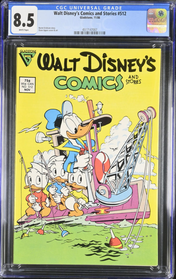 <b>CGC Graded [8.5] Gladstone<Br>Walt Disney's Comics and Stories #512</b><br><p style="font-size:10px"> Daan Jippes cover & art</p>