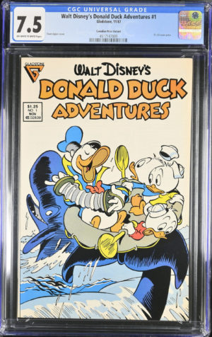 <b>CGC Graded [7.5] Gladstone<Br>Walt Disney's Donald Duck Adventures #1</b><br><p style="font-size:10px"> Canadian Price Variant</p>