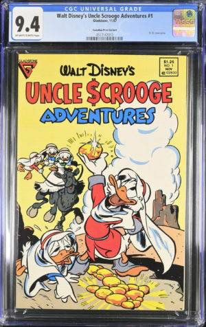 <b>CGC Graded [9.4] Gladstone<Br>Walt Disney's Uncle Scrooge Adventures #1</b><br><p style="font-size:10px"> Canadian Price Variant</p>