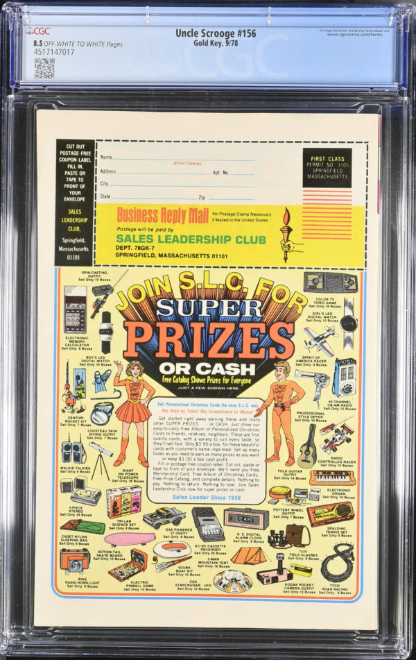 <b>CGC Graded [8.5] Gold Key<Br>Uncle Scrooge #156</b><br><p style="font-size:10px"> Walt Disney</p> - Image 2