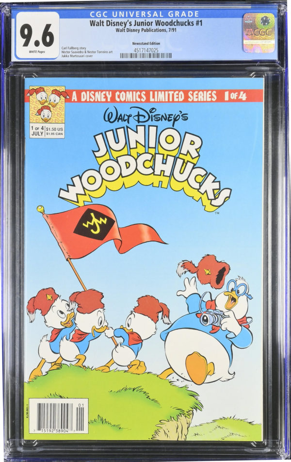 <b>CGC Graded [9.6] Walt Disney<Br>Junior Woodchucks #1</b><br><p style="font-size:10px"> Newsstand Edition</p>