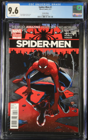 <b>CGC Graded [9.6] Marvel<Br>Spider-Men #1</b><br><p style="font-size:10px"> Rare Pichelli Variant</p>