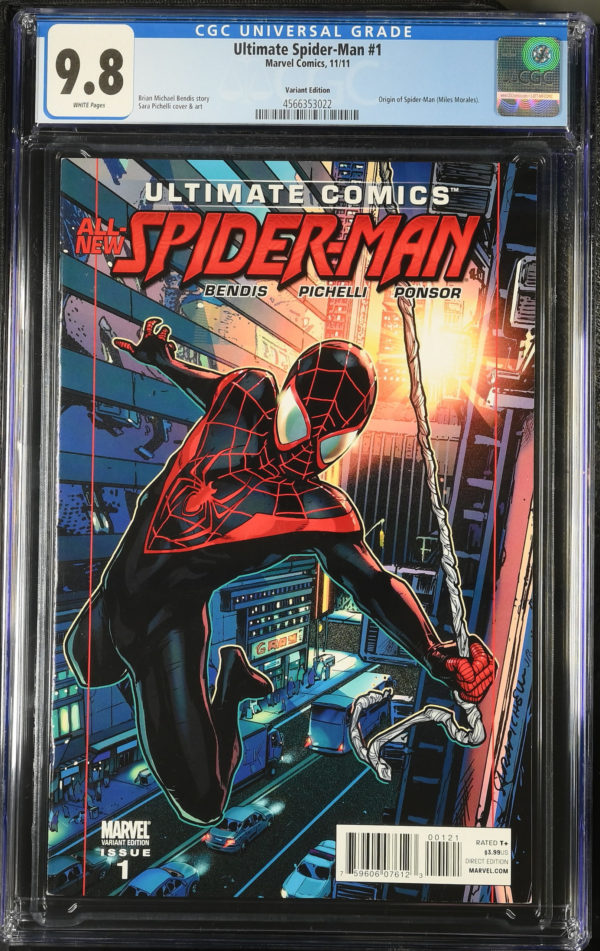<b>CGC Graded [9.8] Marvel<Br>Ultimate Spider-Man #1</b><br><p style="font-size:10px"> Rare Pichelli Variant</p>