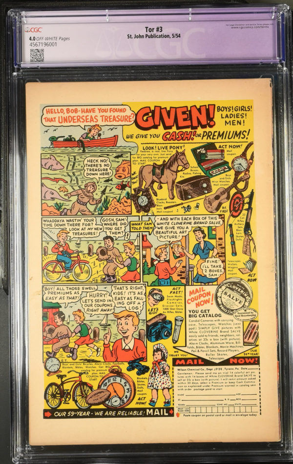 <b>CGC Graded [4.0] Golden Age<Br>TOR #3</b><br><p style="font-size:10px"> Joe Kubert Art</p> - Image 2