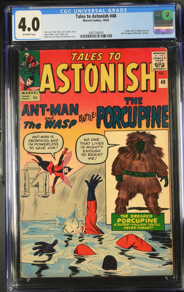 <b>CGC Graded [4.0] Marvel<Br>Tales to Astonish #48</b><br><p style="font-size:10px"> 1st App Porcupine</p>