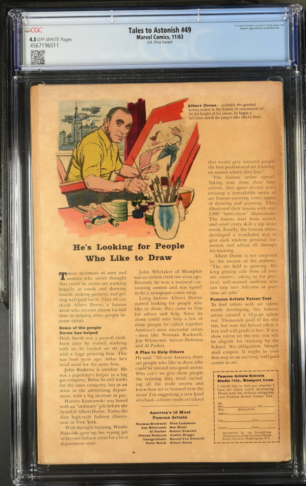 <b>CGC Graded [4.5] Marvel<Br>Tales to Astonish #49</b><br><p style="font-size:10px"> Ant Man becomes Giant Man</p> - Image 2