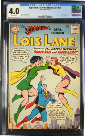 <b>CGC Graded [4.0] DC<Br>Superman Lois Lane #21</b><br><p style="font-size:10px"> Justice League 1 Advert</p>