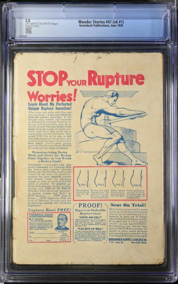 <b>CGC Graded [3.0] Gernsback<Br>Wonder Stories #47</b><br><p style="font-size:10px"> 1934 Pulp</p> - Image 2