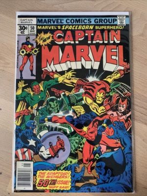 Marvel Comics Captain Marvel #50 1st App Doctor Minerva Key Newsstand 1977