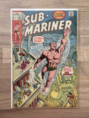 Marvel Comics Sub-Mariner #38 1971 Bronze Age Key Origin Retold Lovely Condition