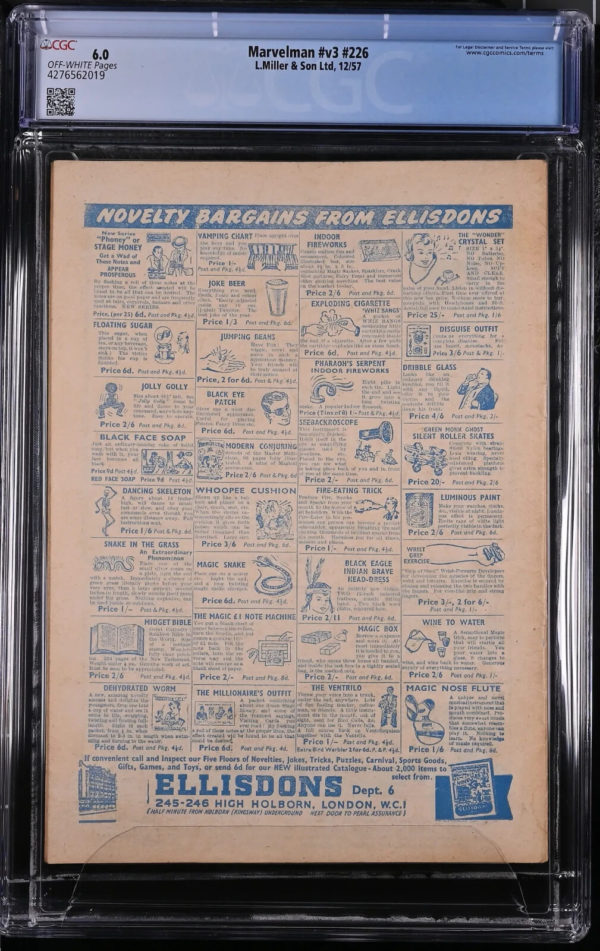 CGC Graded Comic [6.0] L.Miller Marvelman #226 1957 Double Cover 1 of a kind - Image 2