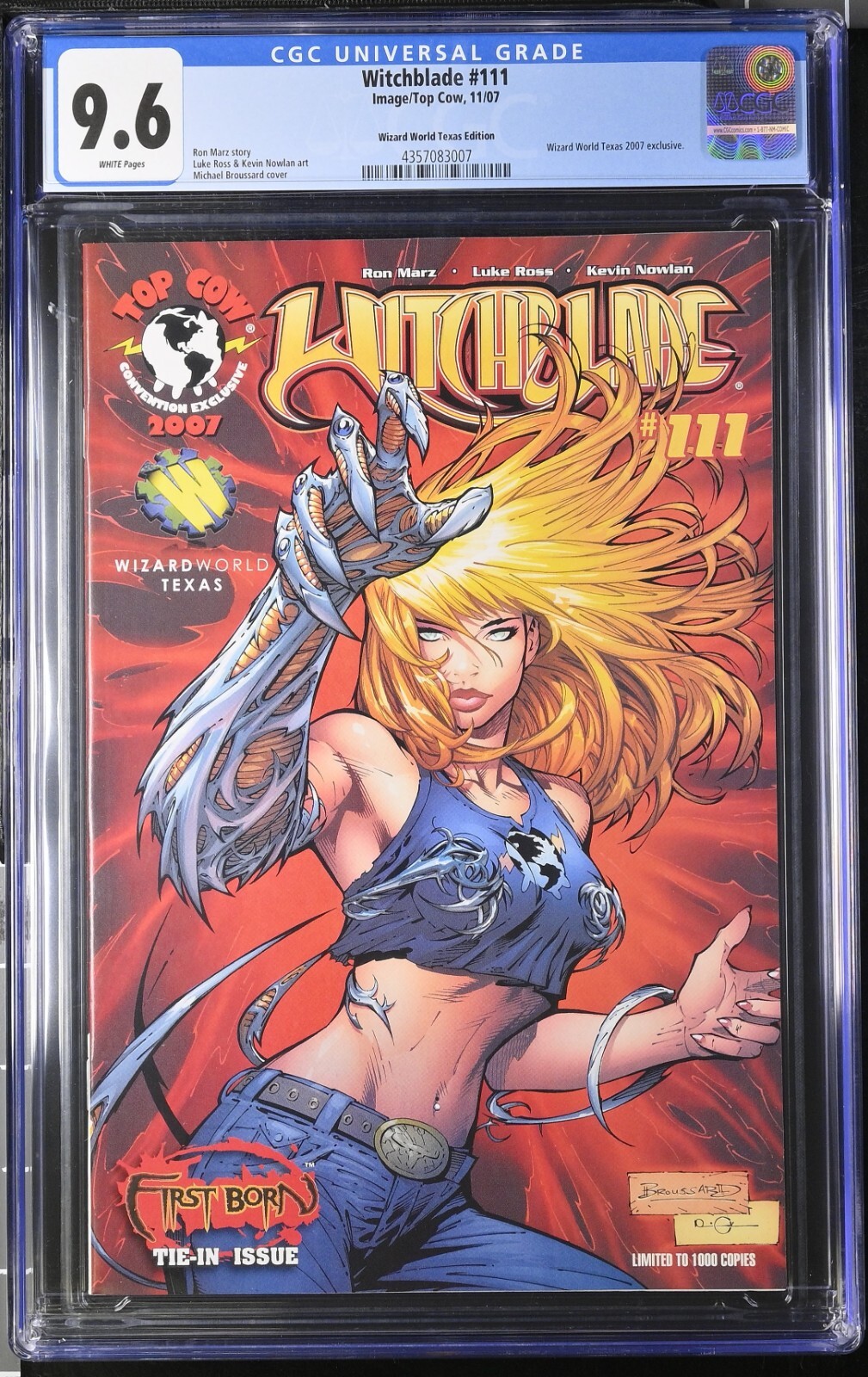 Top Cow Comics Witchblade #111 Wizard World Texas 2007 Exclusive CGC Graded 9.6
