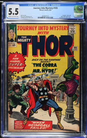 <b>CGC Graded [5.5] Marvel<Br>Journey into Mystery #105</b><br><p style="font-size:10px"> Silver Age Avengers & Cobra App</p>