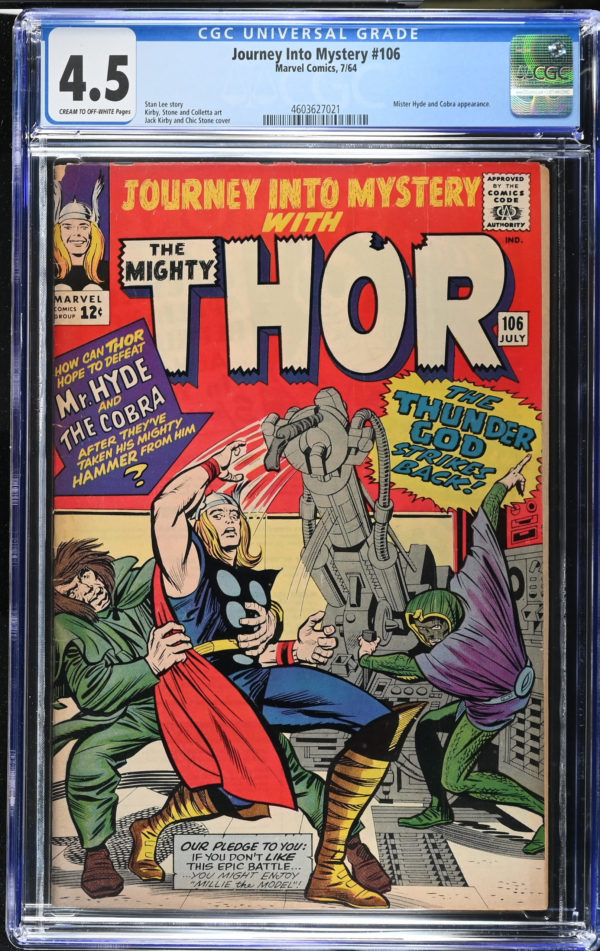 <b>CGC Graded [4.5] Marvel<Br>Journey into Mystery #106</b><br><p style="font-size:10px"> Silver Age Thor</p>
