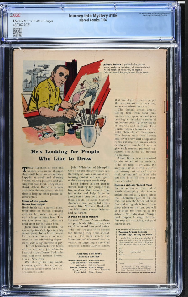 <b>CGC Graded [4.5] Marvel<Br>Journey into Mystery #106</b><br><p style="font-size:10px"> Silver Age Thor</p> - Image 2