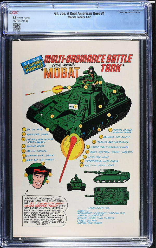 <b>CGC Graded [8.5] Marvel<Br>G.I. Joe American Hero #1</b><br><p style="font-size:10px"> Toy Line Story</p> - Image 2