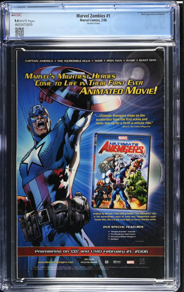<b>CGC Graded [9.4] Marvel<Br>Zombies #1</b><br><p style="font-size:10px"> Homage Variant</p> - Image 2