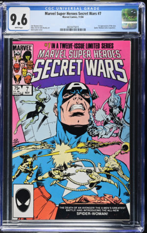 <b>CGC Graded [9.6] Marvel<Br>Super Heroes Secret Wars #7</b><br><p style="font-size:10px"> 1st App Spider-Woman Vol 1</p>