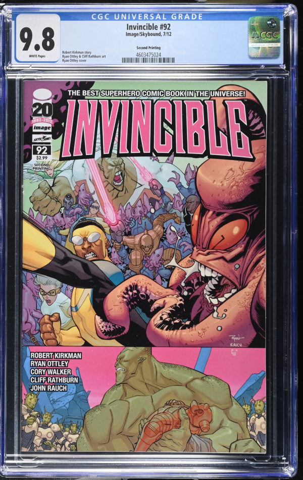 <b>CGC Graded [9.8] Image<Br>Invincible #92</b><br><p style="font-size:10px"> Mega Rare 2nd Printing Variant</p>