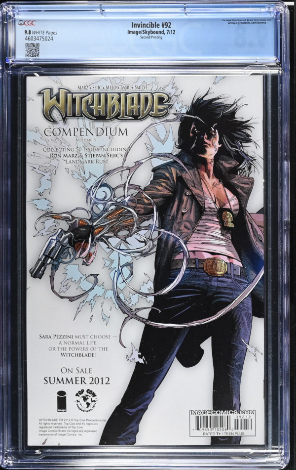<b>CGC Graded [9.8] Image<Br>Invincible #92</b><br><p style="font-size:10px"> Mega Rare 2nd Printing Variant</p> - Image 2