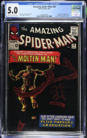 <b>CGC Graded [5.0] Marvel<Br>Amazing Spider-Man #28</b><br><p style="font-size:10px"> 1st App & Origin of Molten Man</p>