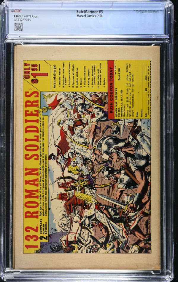 <b>CGC Graded [4.0] Marvel<Br>Sub-Mariner #3</b><br><p style="font-size:10px"> Silver Age</p> - Image 2