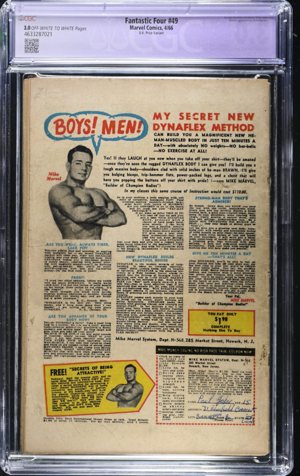 <b>CGC Graded [3.0] Marvel<Br>Fantastic Four #49</b><br><p style="font-size:10px"> 1st Full App of Galactus</p> - Image 2