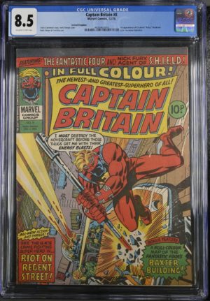 <b>CGC Graded [8.5] Marvel<Br>Captain Britain #8</b><br><p style="font-size:10px"> 1st App Betsy Braddock - Psylocke</p>