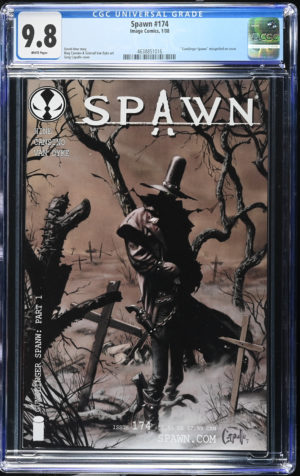 <b>CGC Graded [9.8] Image<Br>Spawn #174</b><br><p style="font-size:10px">1st App Gunslinger Spawn Misspelled "Spanw"</p>