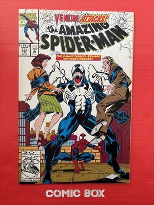 Marvel Comics The Amazing Spider-Man #374 Venom Attacks! 1992 Venom Cover - Image 2