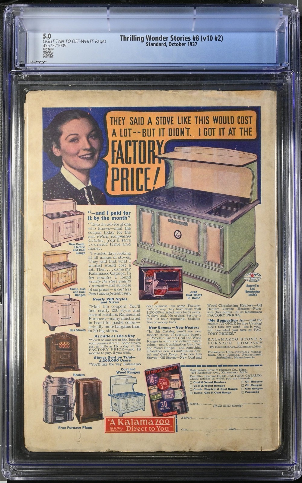 CGC Graded 5.0 Standard Thrilling Wonder Stories #8 Vol 10 1937 Pulp Golden Age - Image 2