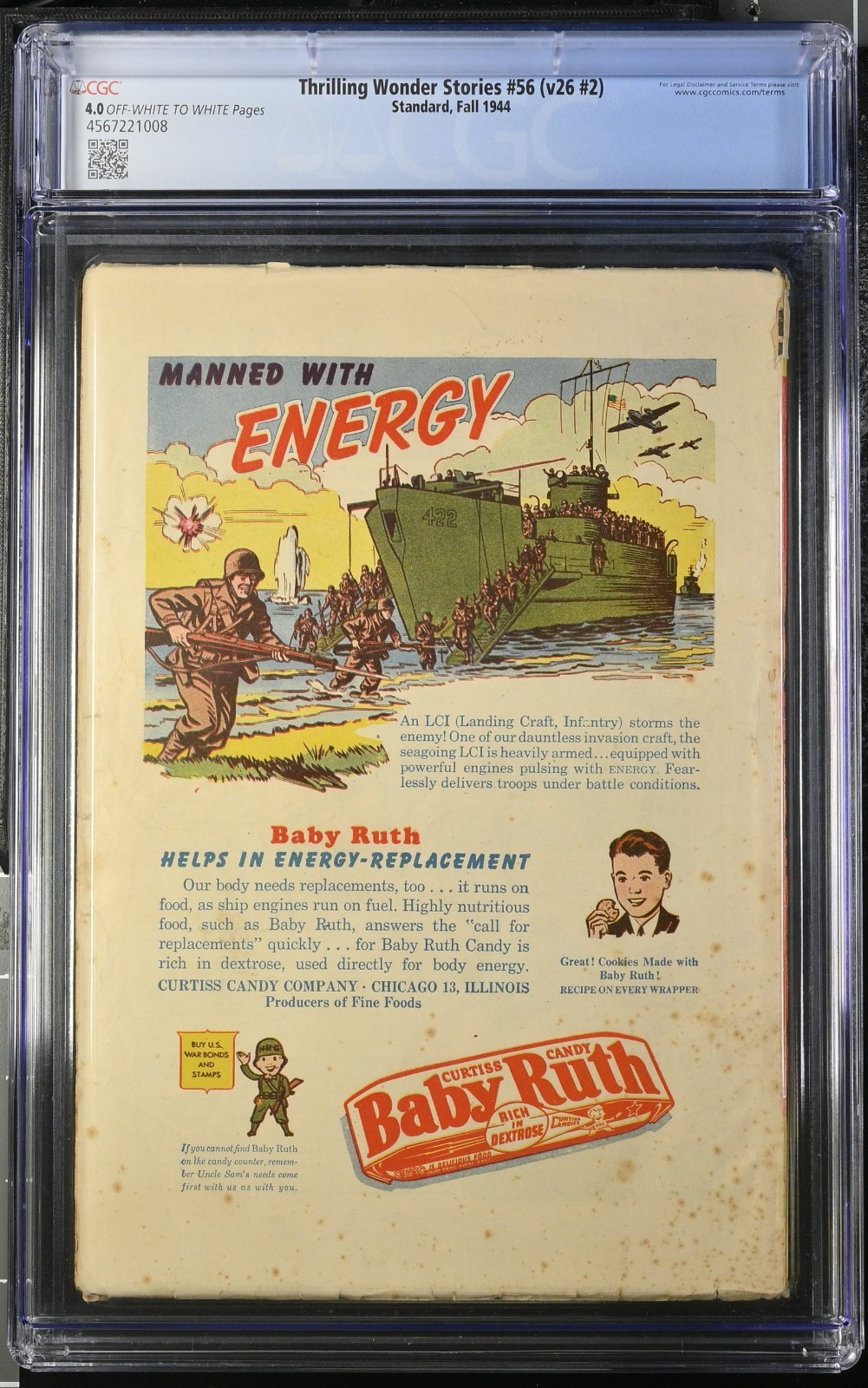 CGC Graded 4.0 Standard Thrilling Wonder Stories #56 Vol 26 1944 Pulp Golden Age - Image 2