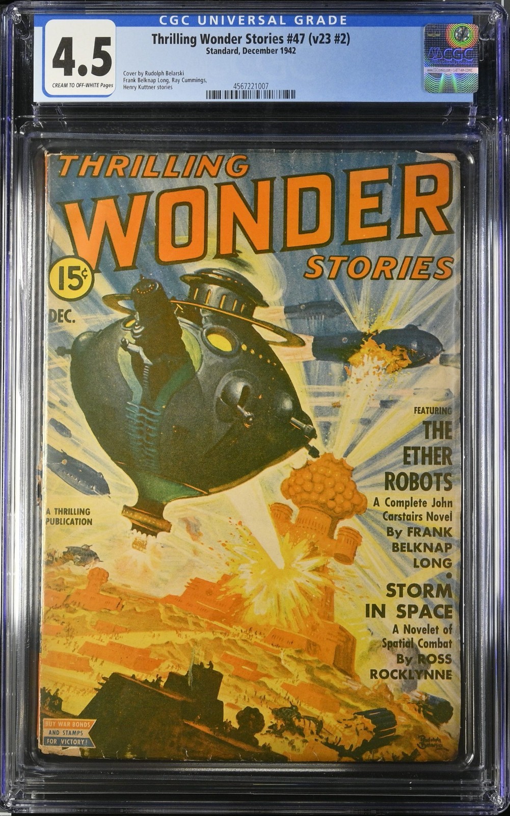 CGC Graded 4.5 Standard Thrilling Wonder Stories #2 Vol 23 1942 Pulp Golden Age