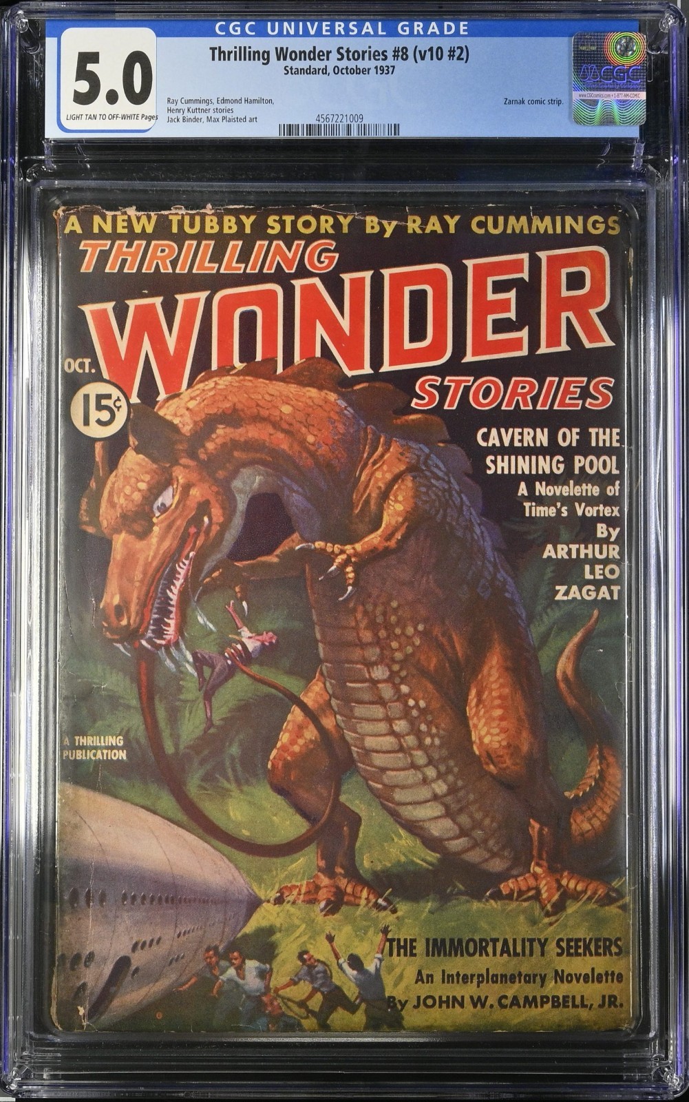 CGC Graded 5.0 Standard Thrilling Wonder Stories #8 Vol 10 1937 Pulp Golden Age