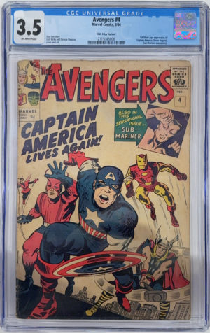 <b>CGC Graded [3.5] Marvel<br>Avengers #4</b><br><p style="font-size:10px"> 1st Silver Age App Captain America</p>