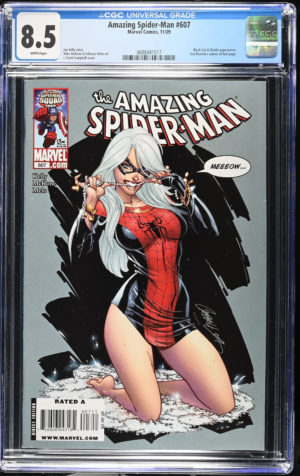 <b>CGC Graded [8.5] Marvel<br>Amazing Spider-Man #607</b><br><p style="font-size:10px"> Classic J. Scott Campbell Black Cat Cover</p>