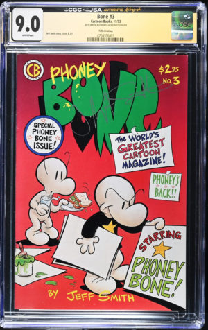 <b>CGC Graded [9.0] Cartoon Books Bone #3</b><br><p style="font-size:10px"> Signed by Jeff Smith - Fifth Printing</p>